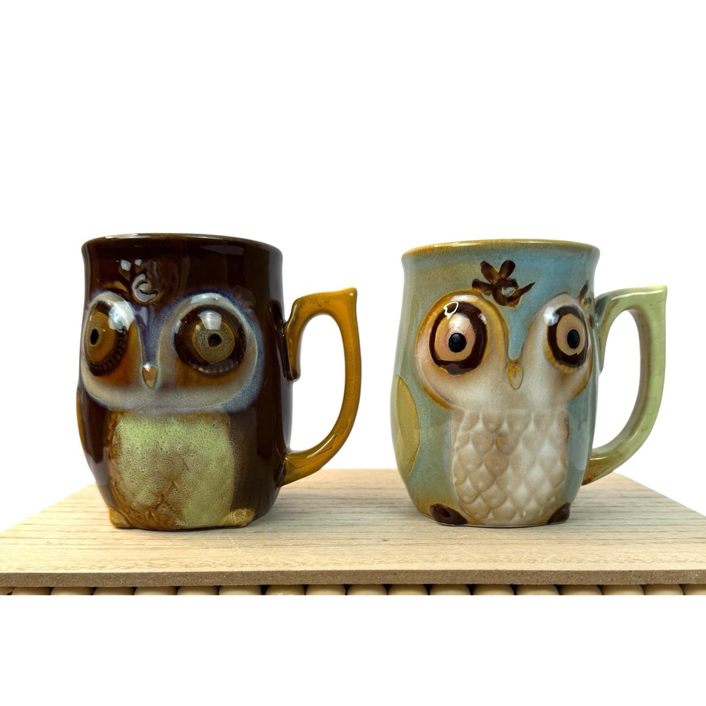 Owl‎ Coffee Mugs Cups Gibson Home Ceramic Stoneware 10 oz Set of 2